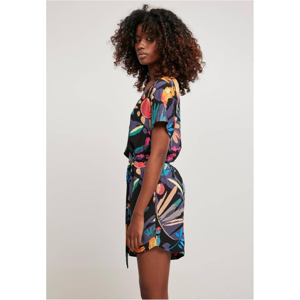 Urban Classics - Short Viscose Belt Playsuit - Black